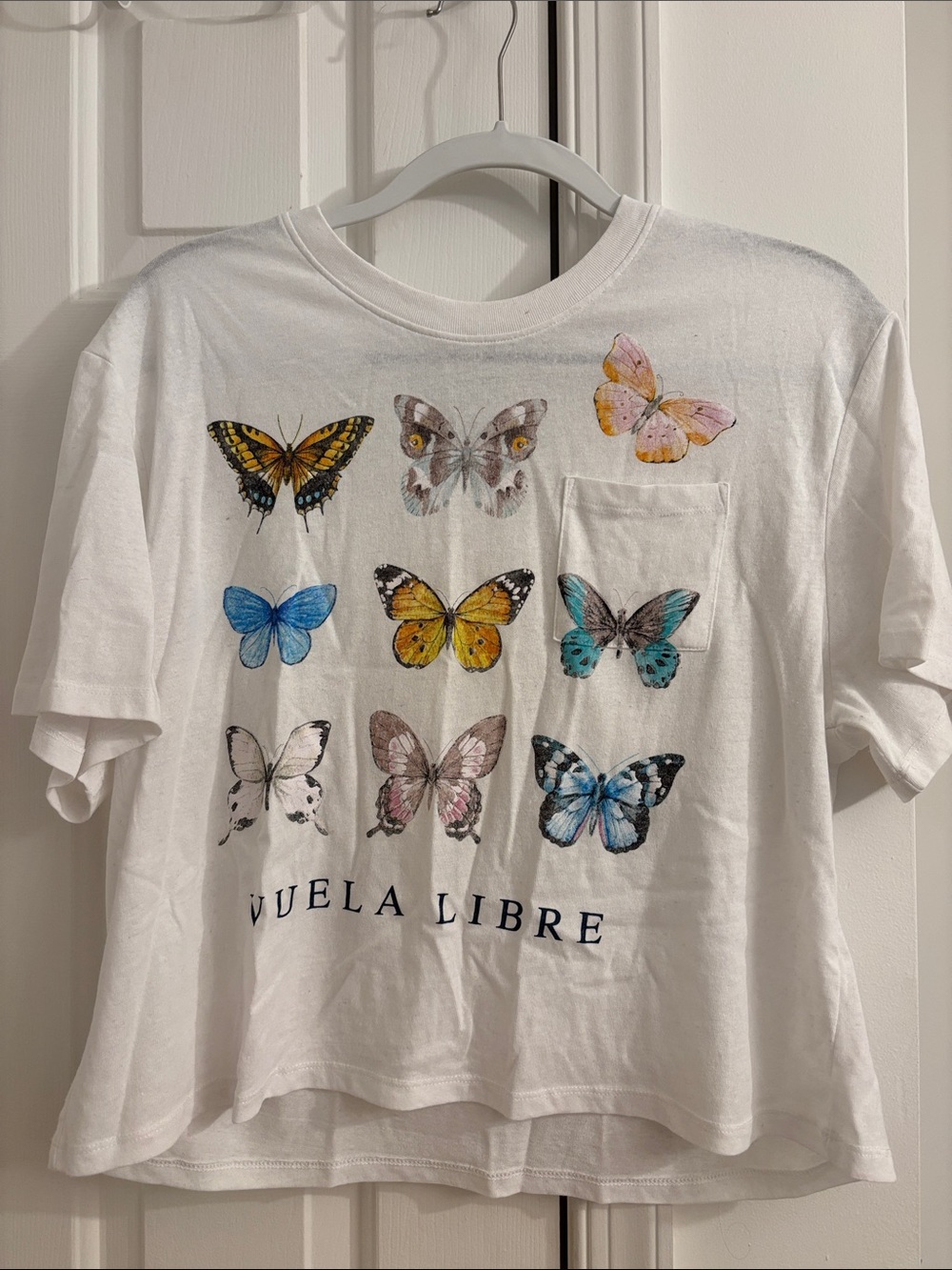 Target White Vuela Libre Butterfly Crop Top